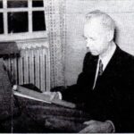Otto F. Linn studying a Greek manuscript
